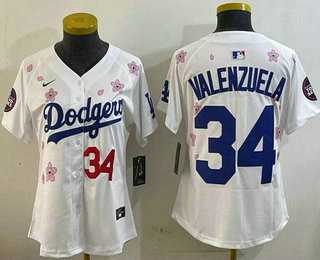 Womens Los Angeles Dodgers #34 Fernando Valenzuela White 2025 Tokyo Series Limited Jersey->mlb womens jerseys->MLB Jersey